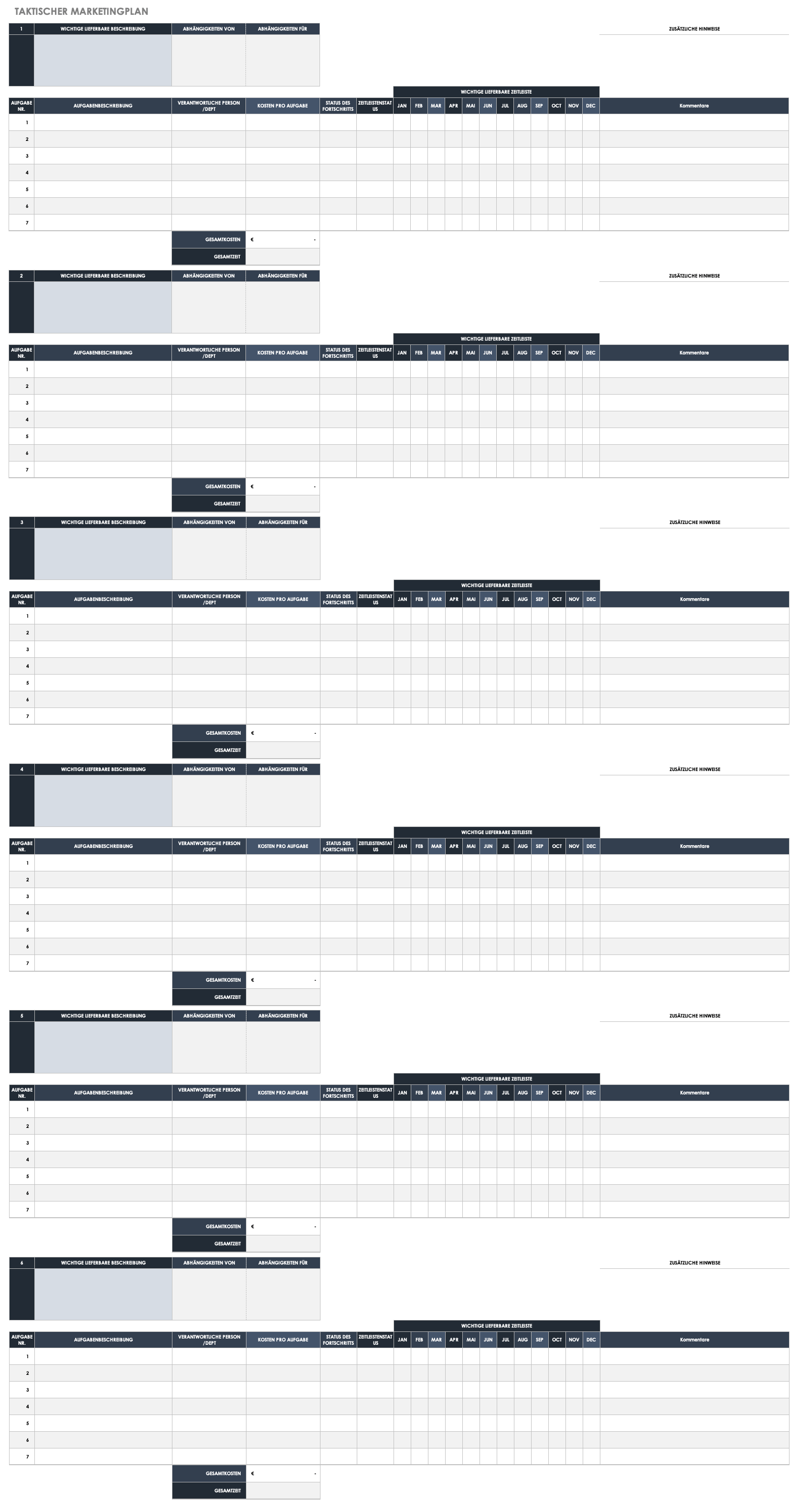 Tactical Marketing Plan Template German