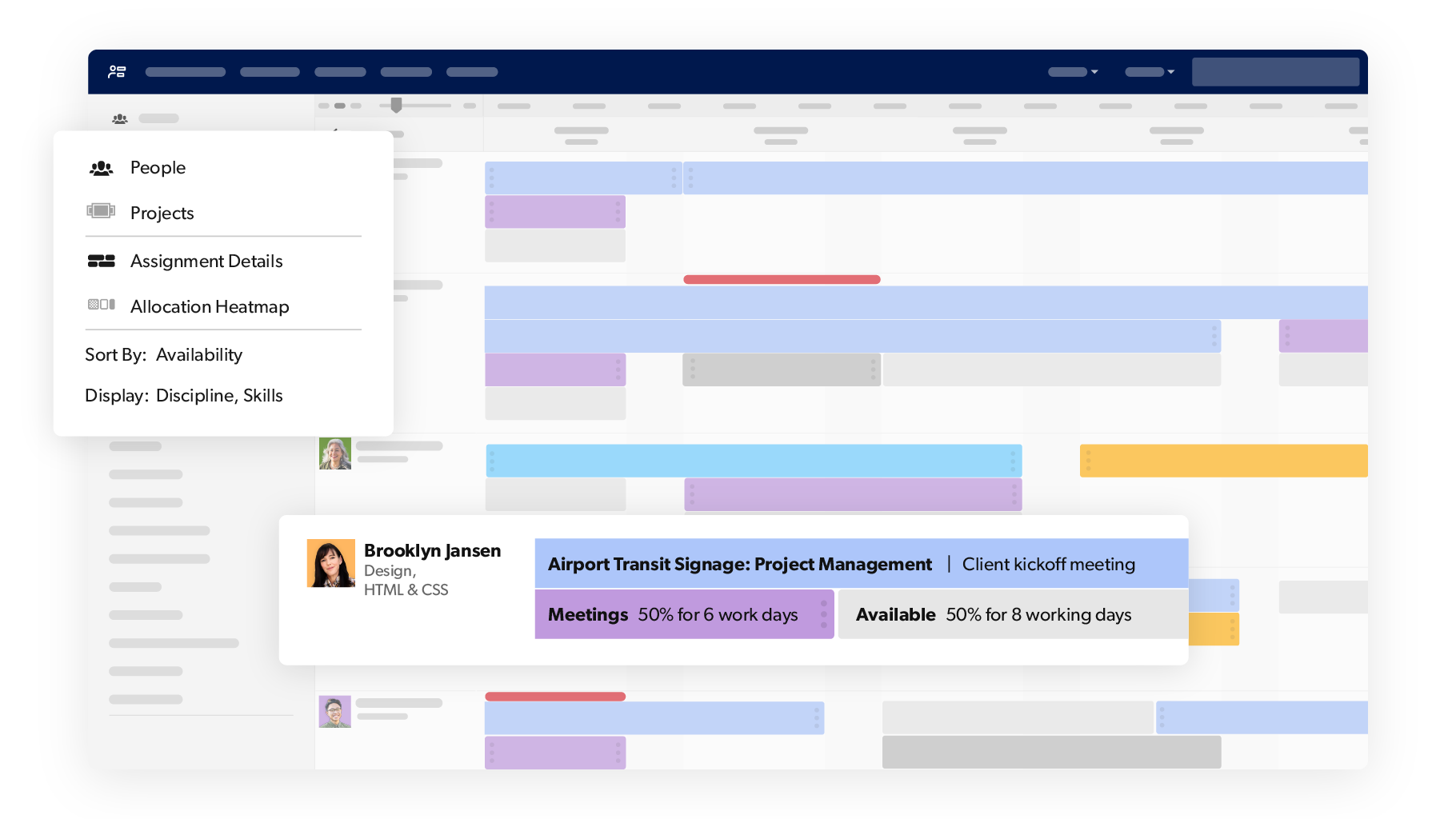 Resource Management people view panel 