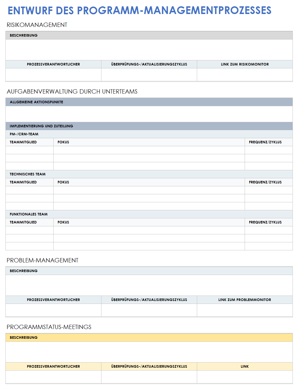 Entwurf des Programmmanagement-Prozesses