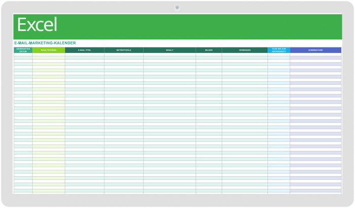 Kalendervorlage für E-Mail-Marketing