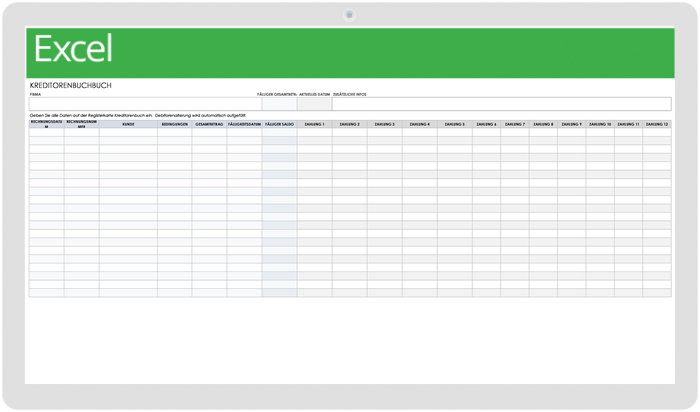 Vorlage für die Debitorenbuchhaltung