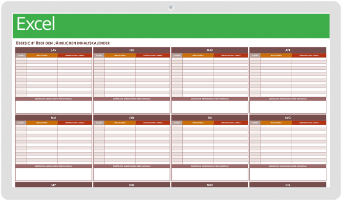 Annual Content Calendar Template 49543 - DE