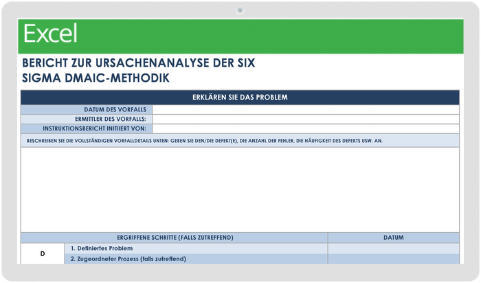  Lean Project Management Six Sigma DMAIC-Methodik Vorlage für die Ursachenanalyse