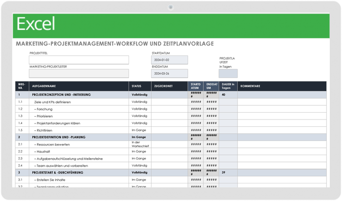 Marketing Project Management Workflow and Schedule 49485 - DE