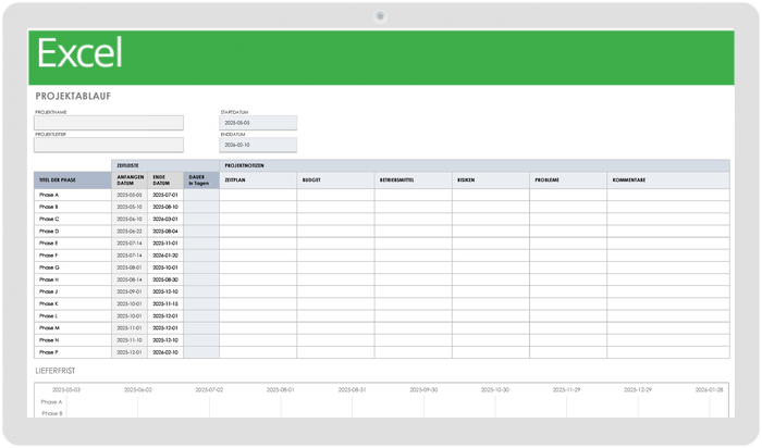 Projektzeitplan Vorlage