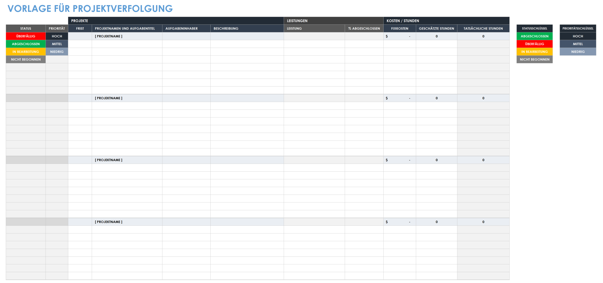 Projektverfolgungsvorlage