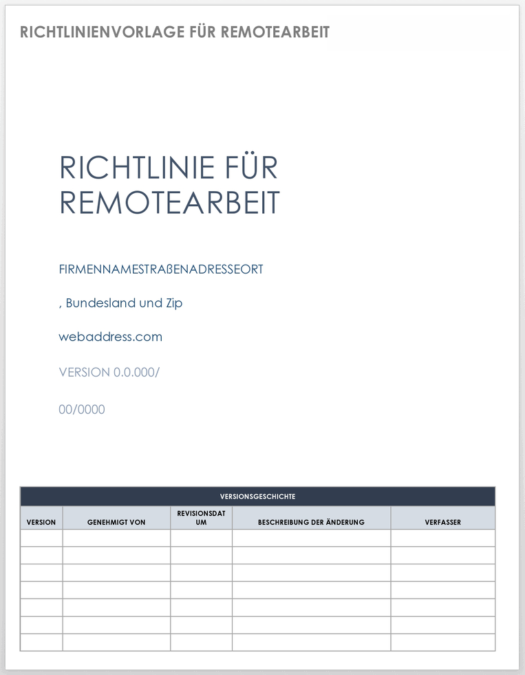 Richtlinienvorlage für Remote-Arbeit