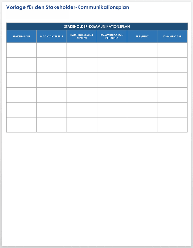 Stakeholder Communication Plan 49208 - DE