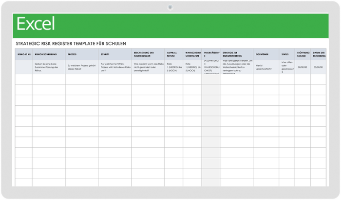  Vorlage für ein strategisches Risikoregister für Schulen