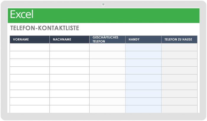 Vorlage für Telefonkontaktlisten