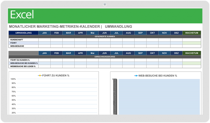  Monatliche Kalendervorlage für Marketingkennzahlen